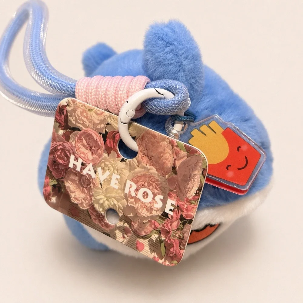 HAVEROSE Cute Blue Shark Plush Keychain Bag Charm Wrist Strap 5.5in NWT Kawaii